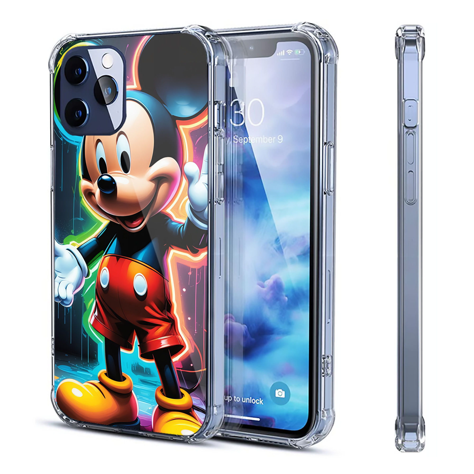 （画像用） ミッキーマウス Mickey Mouse 【iPhone 12シリーズ対応】透明スマホケース（クリアソフトケース）